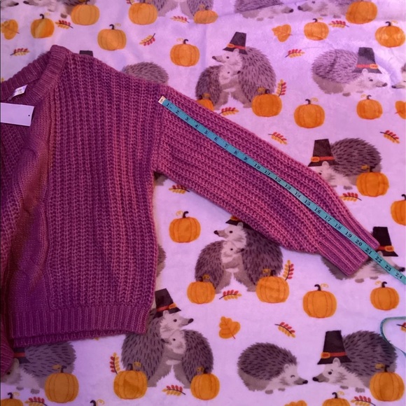 Belle Du Jour Juniors/Womens Cable-Knit Balloon-Sleeve Sweater - Picture 4 of 6